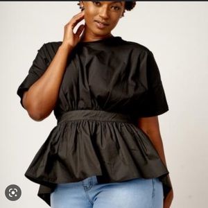 NWT Black J Brooks Boutique Open Tie Back Shirt